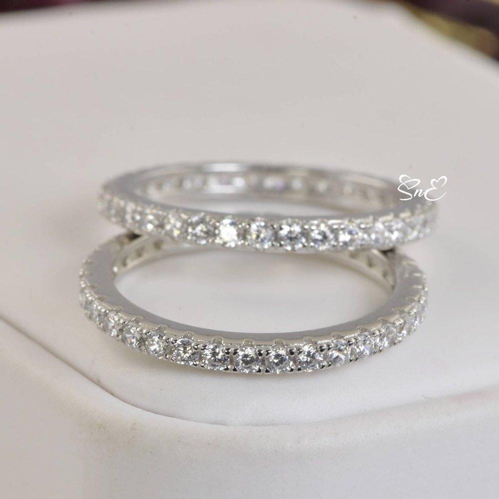 1 CLASSIC FULL ETERNITY STERLING SILVER BAND RING